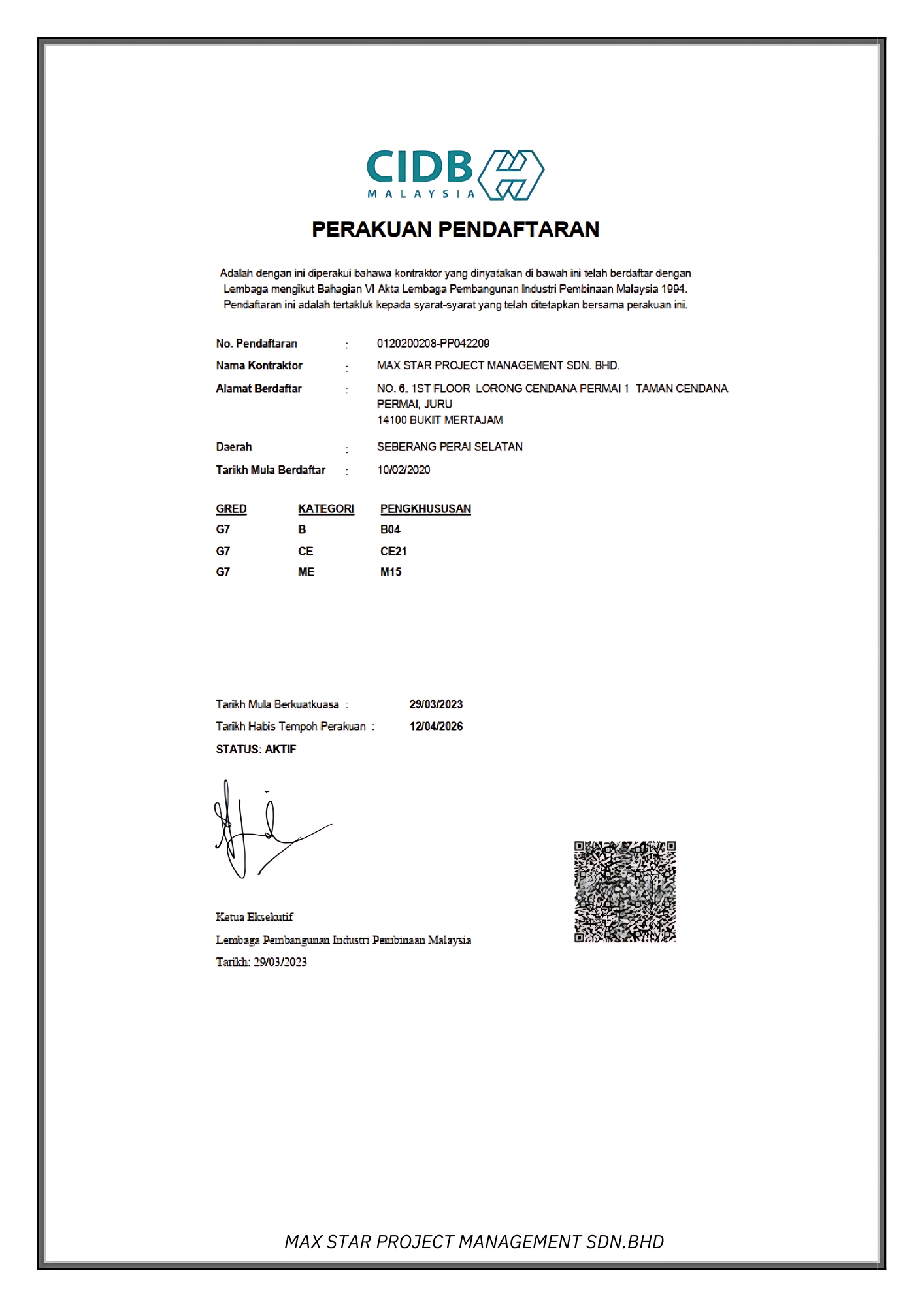 certificate